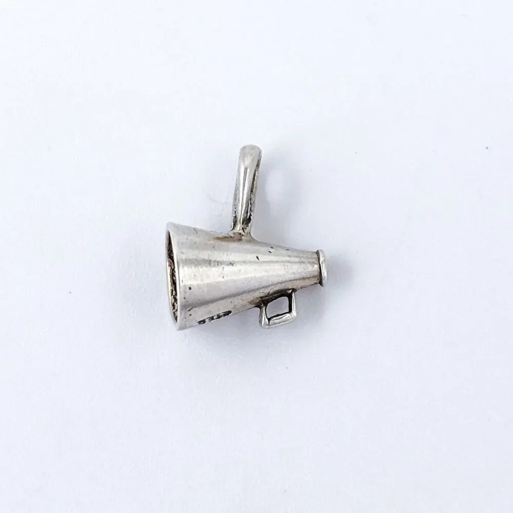 Vintage Sterling Silver 925 Cheer Megaphone Charm Pendant
